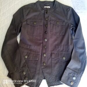 Maurices solid button front military jacket xs